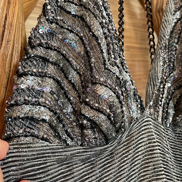 Uli Herzner gray silver beaded slip dress size XS 0 vintage project runway RARE - Picture 5 of 7